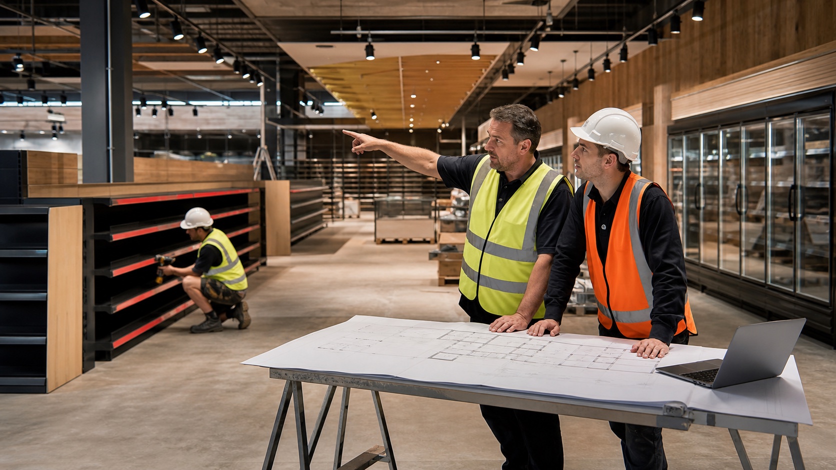 Retail project managers coordinating a live store fit-out